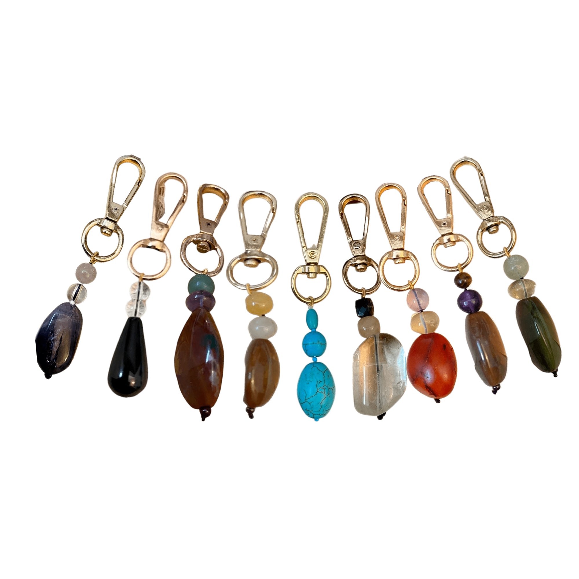Amulet Accessory Key Chains in combination pf 2 or 3 gemstones